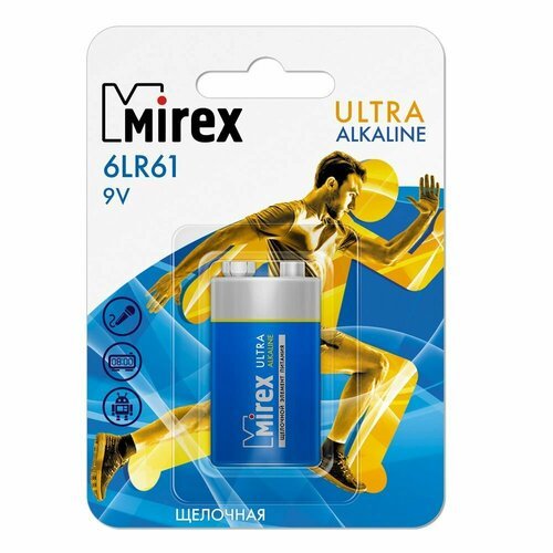 Батарея щелочная Mirex 6LR61 / Крона 9V 1 шт