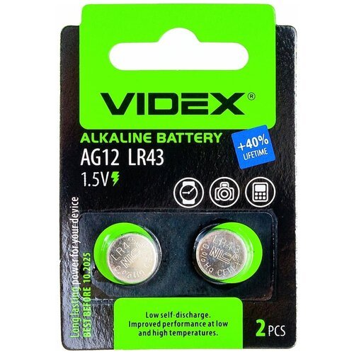 Батарейка LR43 - Videx AG12 2BL (2 штуки)