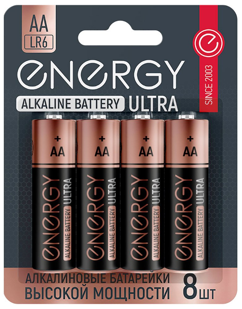 Батарейки алкалиновые Energy Ultra LR6/8B (АА), 8 шт.