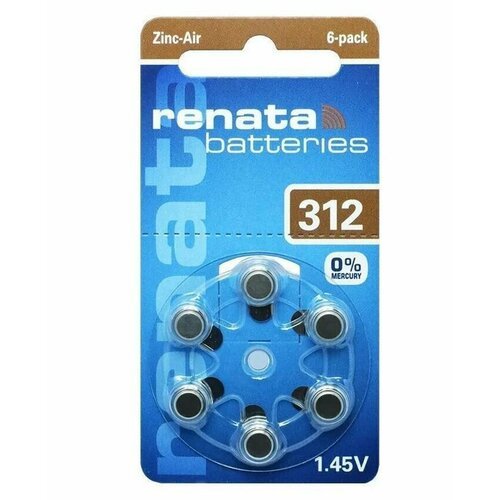 Батарейка для слуховых аппартов RENATA (4391) ZA312 BL-6
