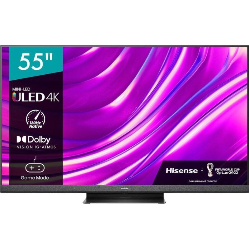 Телевизор QLED Hisense 55' 55U8HQ темно-серый 4K Ultra HD 120Hz DVB-T DVB-T2 DVB-C DVB-S DVB-S2 USB WiFi Smart TV (RUS)