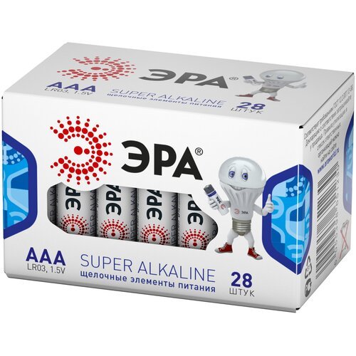Батарейки ЭРА LR03-28 box SUPER Alkaline арт. Б0002909 (28 шт.)