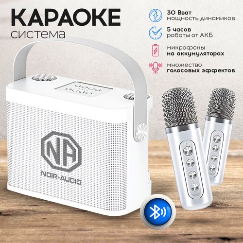 Караоке система NOIR-audio K-5 WHITE с двумя беспроводными микрофонами, с функцией Bluetooth и USB разъемом