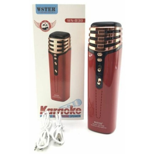 Беспроводной караоке микрофон WS838 красный с динамиком