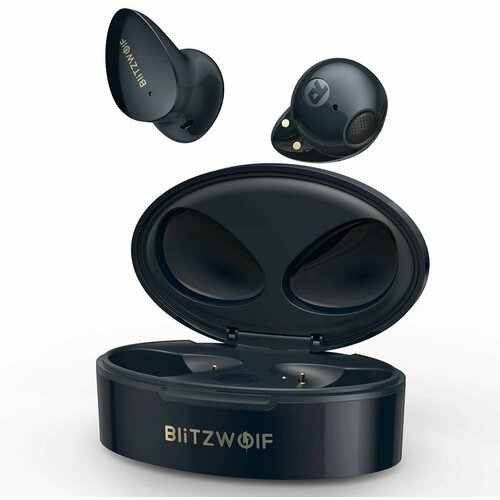 Наушники беспроводные TWS BlitzWolf BW-FPE2 с микрофоном, водонепроницаемость IPX4 - Черные