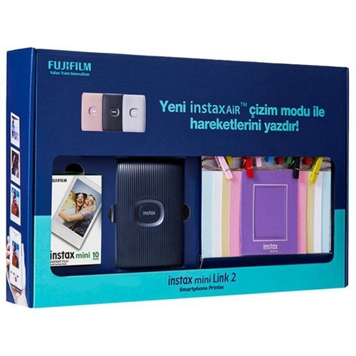 Принтер моментальной печати фото для смартфонов Fujifilm INSTAX MINI LINK 2 SPACE BLUE BUNDLE BOX