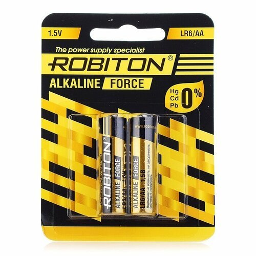 Батарейки алкалиновые Robiton Force, 2 шт на блистере, АА (LR6 BL2/18009)