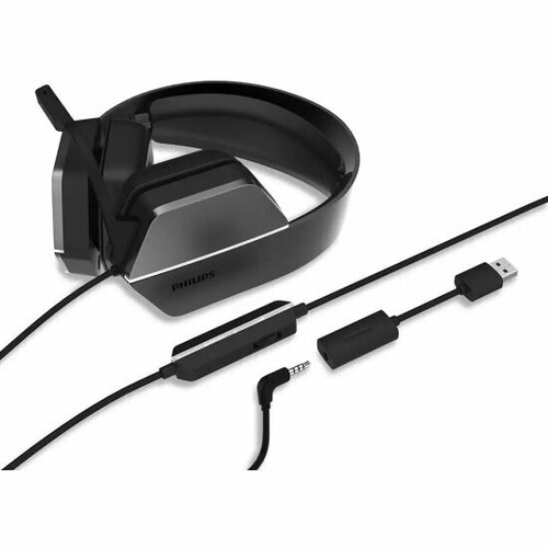 Philips Игровая гарнитура TAG4106BK, DTS Headphone: X 2.0, USB + провод 3,5 мм, Излучатели 50 мм / управление, Съемный однонаправленный микрофон, чёрны