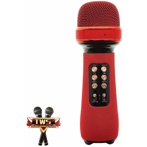 Микрофон беспроводной (Bluetooth, динамики, USB) WSTER WS-898 Красный