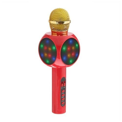 Колонка-микрофон для караоке WS-1816ch, 2х3 Вт, 1800 мАч, подсветка, красный