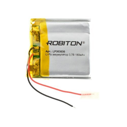Аккумулятор ROBITON LP303030, Li-Pol, 3.7 В, 180 мАч, призма со схемой защиты РК1