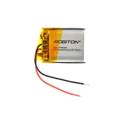 Аккумулятор ROBITON LP402025, Li-Pol, 3.7 В, 150 мАч, призма со схемой защиты РК1
