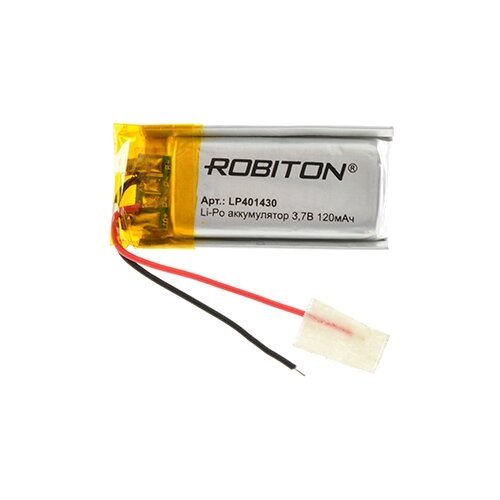 Аккумулятор ROBITON LP401430, Li-Pol, 3.7 В, 120 мАч, призма со схемой защиты РК1