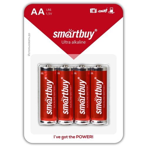 Батарейка SmartBuy AA LR6 Ultra Alkaline, в упаковке: 4 шт.
