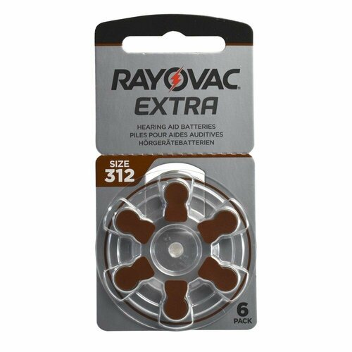 Батарейки для слуховых аппаратов Rayovac Extra ZA312 / PR41 / V 312 Zinc Air 1.45V 6 шт