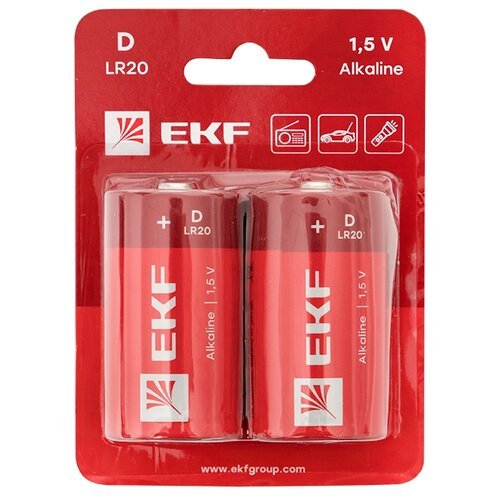 Батарейка EKF LR20, в упаковке: 2 шт.