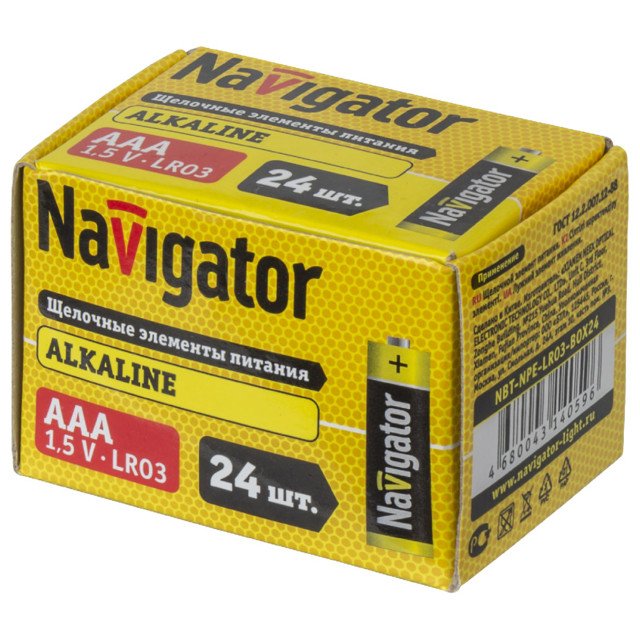 батарейка NAVIGATOR ААА алкалиновая 1,5В 24шт