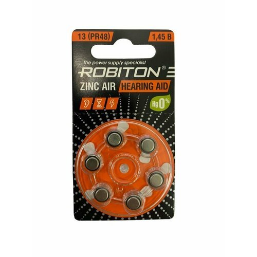 Батарейка ROBITON HEARING AID R-ZA13-BL6 13 PR48 DA13 V13A BL6