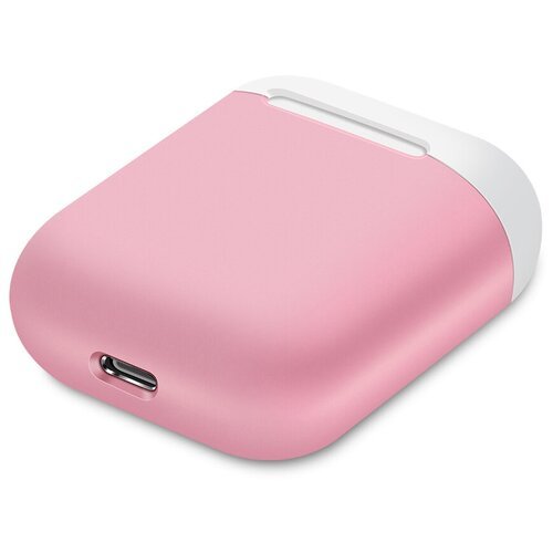 Чехол силиконовый для наушников Apple AirPods 1/2 - Розовый/Белый