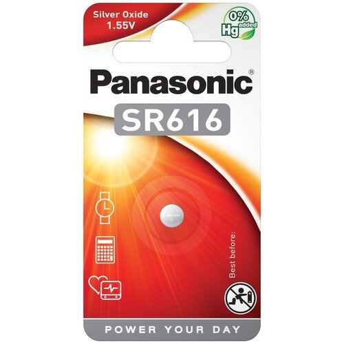 Батарейка Panasonic Silver Oxide SR-616EL/1B, дисковая серебряно-оксидная