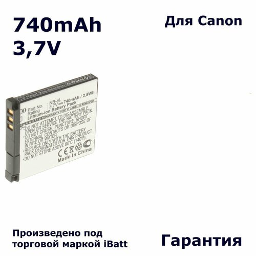 Аккумуляторная батарея iBatt 740mAh, для камер Canon