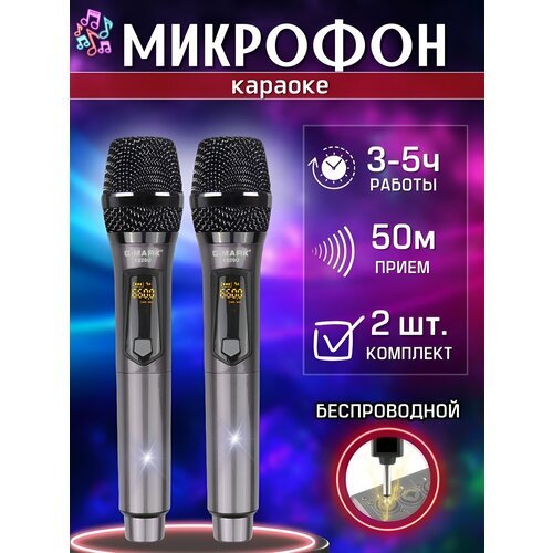 Беспроводные караоке микрофоны профессиональные 2 шт.