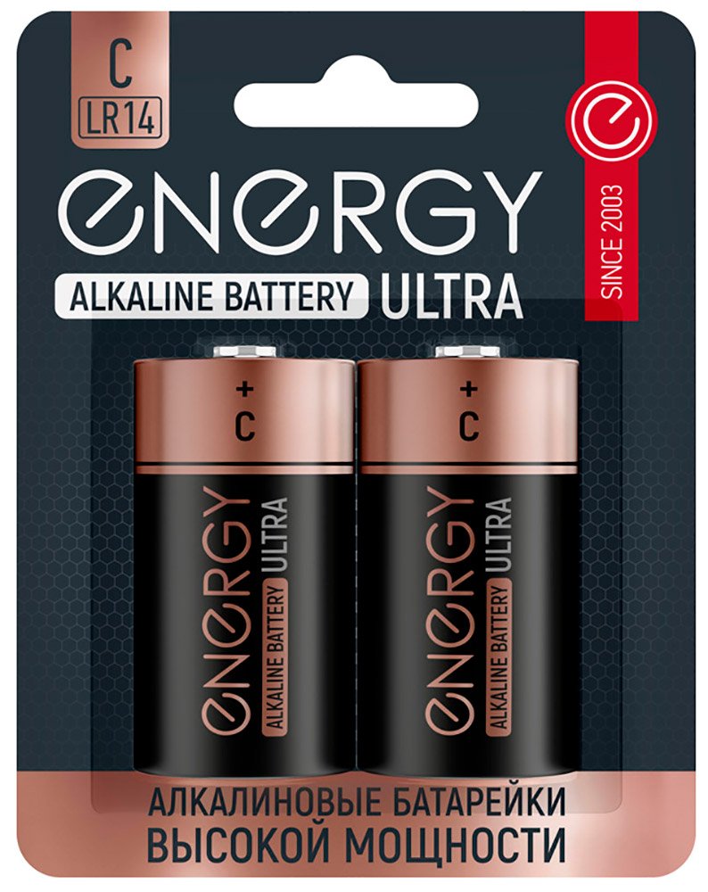 Батарейки алкалиновые Energy Ultra LR14/2B (С), 2 шт.