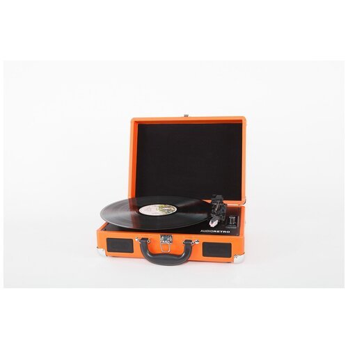 Виниловый проигрыватель с Bluetooth/ Проигрыватель виниловых пластинок AudioRetro AR-007 orange/в подарок мужчине/коллеге/дерево/оранжевый