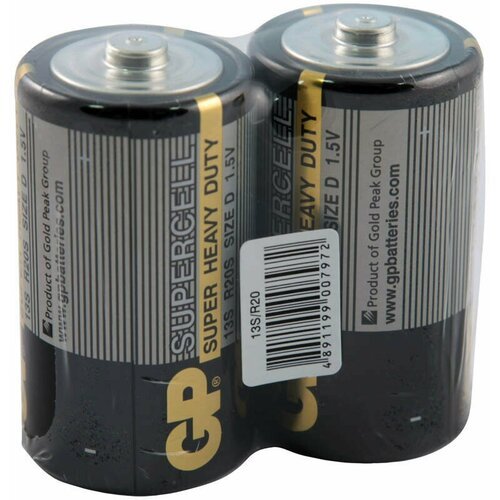 Батарейка GP Supercell D (R20) 13S солевая, OS2, 6 штук, 168546