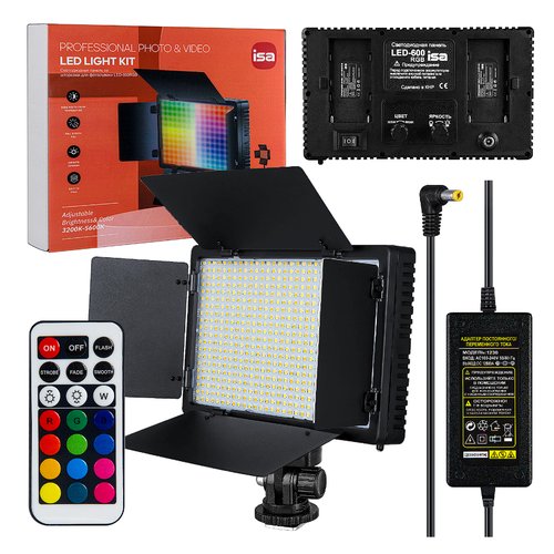 Профессиональная Светодиодная панель со шторками для фотосъемки LED-600 RGB ISA