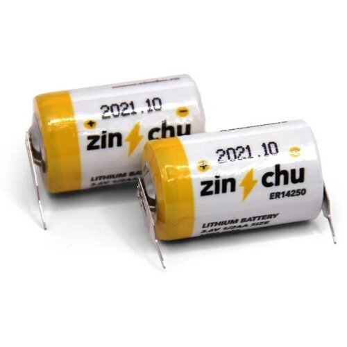Батарейка литиевая 'Zinchu', тип ER14250-VY , 3.6В, с выводами под пайку,2 шт