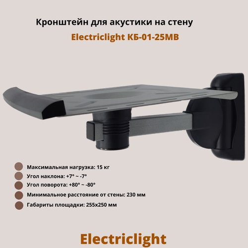 Кронштейн для акустики на стену наклонно-поворотный Electriclight КБ-01-25MB, металлик/черный