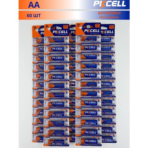 Батарейки PKCELL АА пальчиковые алкалиновые (60 штук)