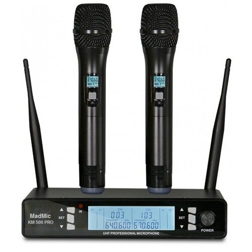 Madmic KM 500 PRO - вокальная радиосистема, 2 радиомикрофона, диапазон UHF, защита от помех
