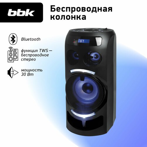 Портативная акустика BBK BTA6001, 30 Вт, черный