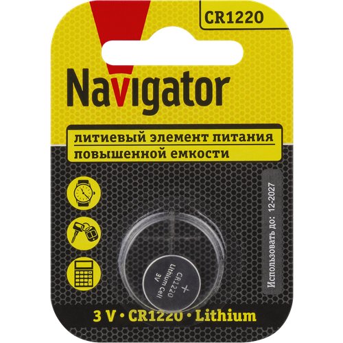 Батарейки литиевые Navigator CR1220 93 825 NBT-CR1220-BP1, упаковка 12 шт.