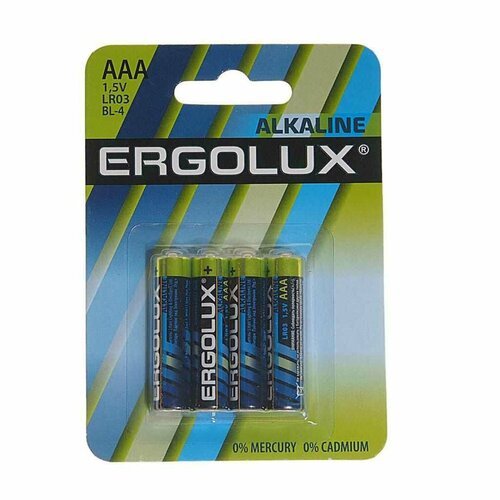Батарейка AAA LR03 1.5V блистер 4шт. (цена за 1шт.) Alkaline, LR03 BL-4, ERGOLUX