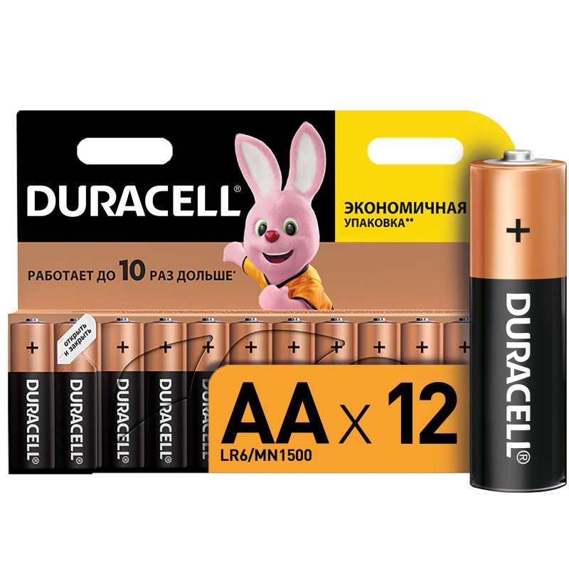 Батарейки Duracell AA 3В 12 шт